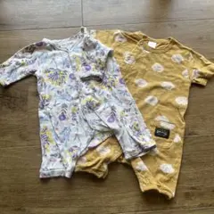 花柄・雲柄ロンパース2点セット