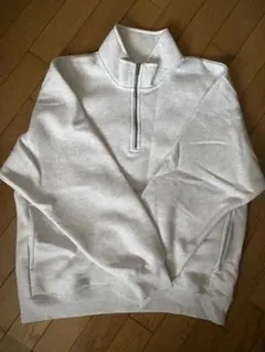 未使用　GU メンズハーフジップスウェット ライトグレー L
