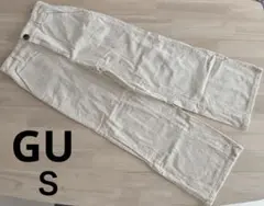 GU コーデュロイワイドパンツ　ホワイト　Ｓ　オフホワイト