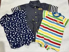 ベビー服 3点まとめ売り 男の子 50〜80 ロンパース 半袖&長袖