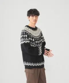 beamsシャギー ノルディック クルーネックニット