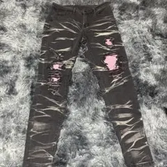 ダメージ加工スキニージーンズ low type denim