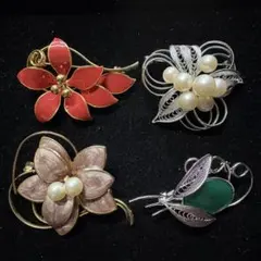 M*e様 ヴィンテージ　ブローチ パールモチーフ　花　入学式　卒業式