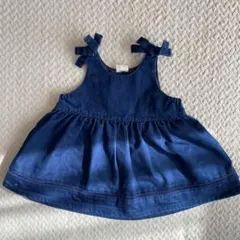petit main ワンピース 80 ネイビー　デニム生地風