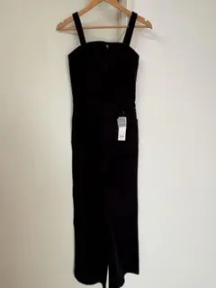 ブラックデニム　ベアトップサロペット