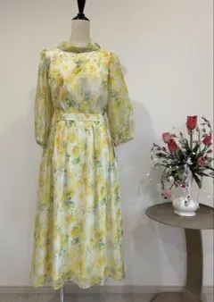 2点おまとめ ローズティアラ 藤の花 フラワープリント ワンピース 42