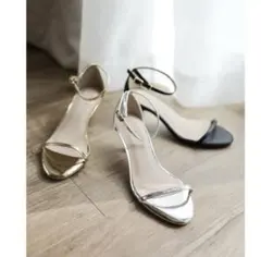 シルバー ストラップサンダル ヒール5cm