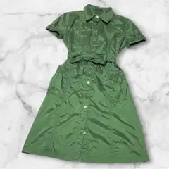 【極美品】ルーニィ 半袖シャツワンピース ベルトリボン シェルボタン L相当のサムネイル