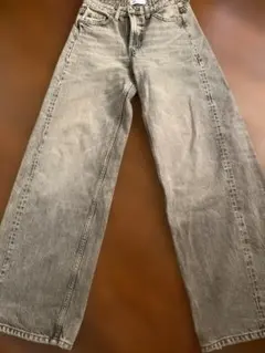 ZARA グレー ワイドレッグジーンズ 34