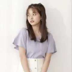 PROPORTION フレアスリーブ Vネックニット FR ラベンダー