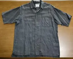 美品！グローバルワークリネンブレンド グレー半袖シャツ メンズM 白インナー付