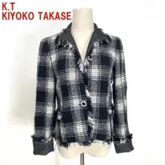 A850 キヨコ タカセ テーラードジャケット ウール チェック 黒 ９