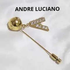 希少 ANDRE LUCIANO ピンブローチ ゴールド ロゴ A ラインストー