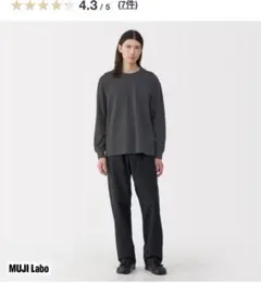 昔ながらの製法で編み立てたミニ裏毛クルーネック長袖Ｔシャツチャコールグレー M