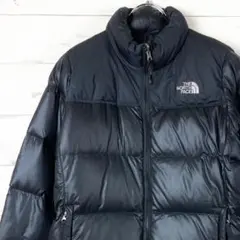 ノースフェイス ダウン ヌプシ ロゴ刺繡 700FP ドローコード 黒 85 M