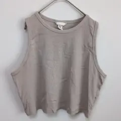 Ｈ&M エイチアンドエム リブ タンクトップ クロップド XXL グレージュ