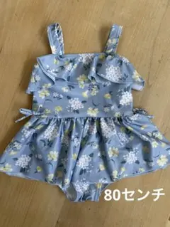 petit main 花柄フリルベビー水着 80