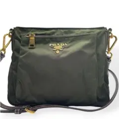 美品　PRADA プラダ　ショルダーバッグ　グリーン　ナイロン　白タグ　三角ロゴのサムネイル