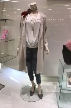 Mdeuxグレー スエード風 ロングコート Mサイズ