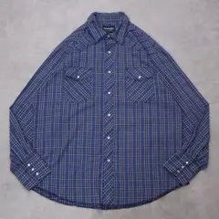 Wrangler ラングラー チェックシャツ 長袖 古着 L 青 14817