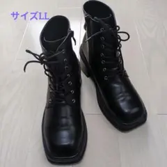 ブラックレザーショートブーツレースアップサイドジッパー中敷き柔らか