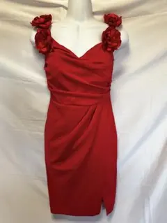 [SHEIN]レッド フラワーモチーフ タイトミニドレス キャバドレス