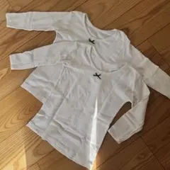 GUNZE　厚地リボンつきホワイト長袖アンダーシャツ2枚セット　120cm