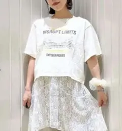 【初出品】LOWRYS FARM 前後2WAYダメージＴシャツ