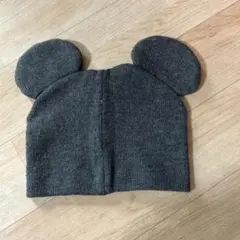 グレー ミッキー耳付き ニット帽