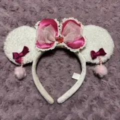 ディズニーカチューシャ マリーちゃん 薔薇 レースリボン パール