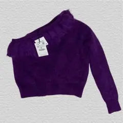 【新品未使用】ZARA ワンショルダーニット パープル M