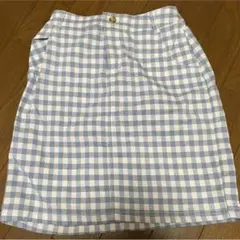 青ギンガムチェックタイトスカート