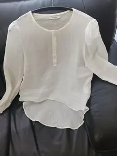 MANON 麻100% ホワイト長袖シャツ Sのサムネイル