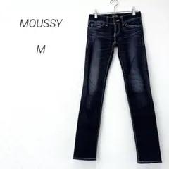 MOUSSY マウジー デニムパンツ M ストレート 牛革 革パッチ 24インチのサムネイル