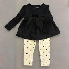 エンボス切替トップス　ハート柄パンツ　セット