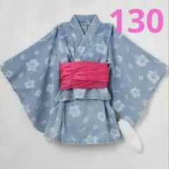 新品　未使用　KOGYARU コギャル　130 浴衣　ハイビスカス　デニム風浴衣