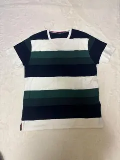 BEAMS HEART クレープ ボーダー VネックTシャツ