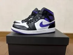 Nike Air Jordan 1 Mid ブラック パープル 27cm