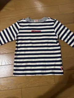 mikiHOUSE ネイビー/ホワイト ストライプ 長袖カットソー
