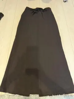 Noble 2025SS ファジーリネンスリットAラインスカート ブラウン 38
