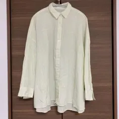 イエロー×ブルー ストライプオーバーサイズシャツ