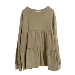 しまむら SEASON REASON【L】ティアード 長袖 カットソー 茶