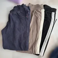 リブ素材 ストライプデザイン 長ズボン 3色セット