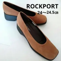 =ROCKPORT= パンプス キャメルブラウン スエード調（24〜24.5㎝）
