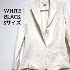 【S】 WHITE BLACK ホワイト ブラック テーラードジャケット 白