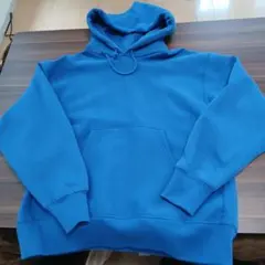 青色フード付きビッグパーカーメンズ