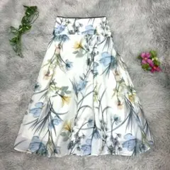 【アプワイザーリッシェ】フレアロングスカート (1) 大花柄 Aライン 華やか