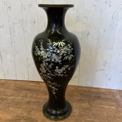 アンティーク 螺鈿細工 鋳鉄 花瓶 梅花図 フラワーベース 花器 オブジェ