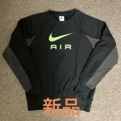 ナイキ　ビックロゴ　綿　スウェット　新品　M ブラック　ライトイエローグリーン