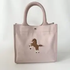 セブンテン SEVEN TEN 馬 ワンポイント刺繍トートバッグ ミニ ピンク
